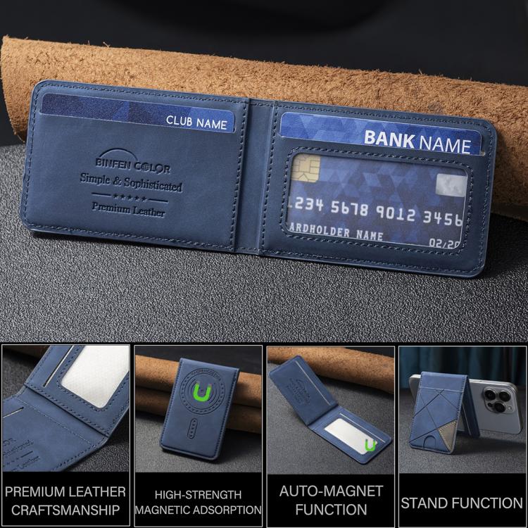 Prismatic Leather Vertical Magnetic Wallet Card Bag Case(Blue) - Adhesive Card Holders by buy2fix | Online Shopping UK | buy2fix