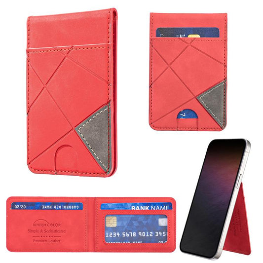 Prismatic Leather Vertical Magnetic Wallet Card Bag Case(Red) - Adhesive Card Holders by buy2fix | Online Shopping UK | buy2fix