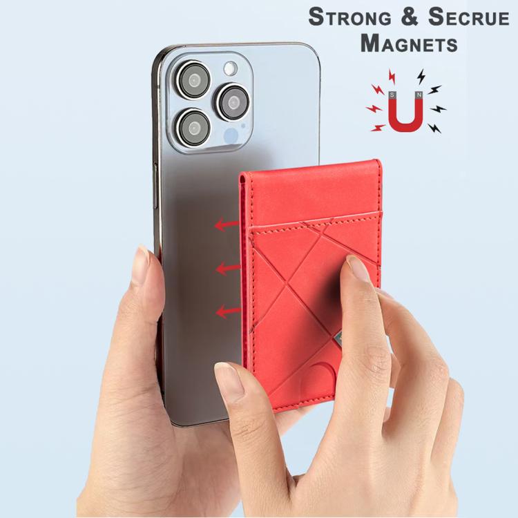 Prismatic Leather Vertical Magnetic Wallet Card Bag Case(Red) - Adhesive Card Holders by buy2fix | Online Shopping UK | buy2fix