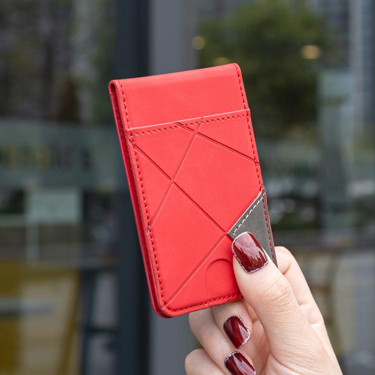 Prismatic Leather Vertical Magnetic Wallet Card Bag Case(Red) - Adhesive Card Holders by buy2fix | Online Shopping UK | buy2fix