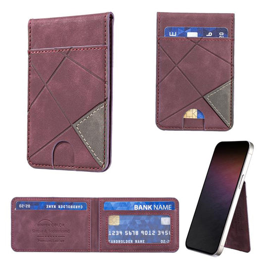 Prismatic Leather Vertical Magnetic Wallet Card Bag Case(Purple) - Adhesive Card Holders by buy2fix | Online Shopping UK | buy2fix