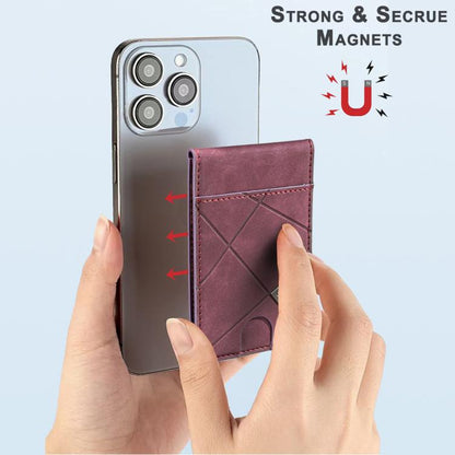 Prismatic Leather Vertical Magnetic Wallet Card Bag Case(Purple) - Adhesive Card Holders by buy2fix | Online Shopping UK | buy2fix