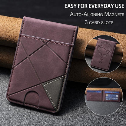 Prismatic Leather Vertical Magnetic Wallet Card Bag Case(Purple) - Adhesive Card Holders by buy2fix | Online Shopping UK | buy2fix