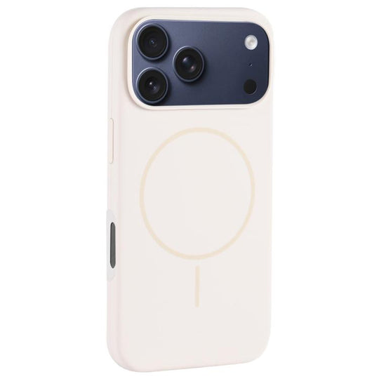 For iPhone 18 Pro Max / 17 Pro Max Large Hole Camera MagSafe Liquid Silicone Full Coverage Phone Case(Antique White)