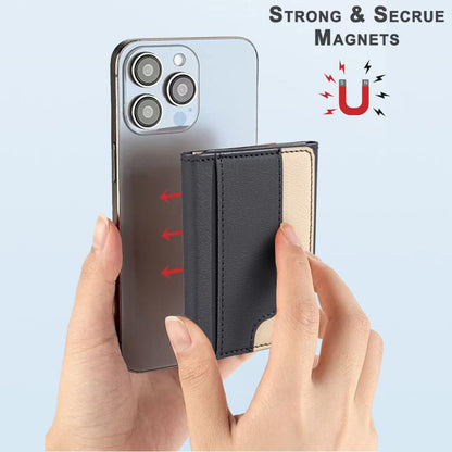 Color Matching Leather Horizontal Magnetic Wallet Card Bag Case(Black) - Adhesive Card Holders by buy2fix | Online Shopping UK | buy2fix