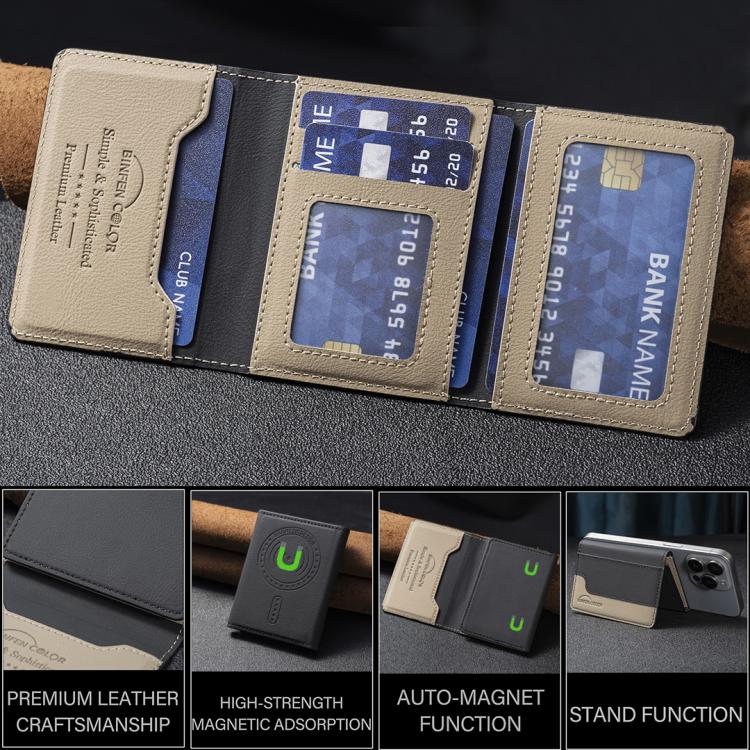 Color Matching Leather Horizontal Magnetic Wallet Card Bag Case(Black) - Adhesive Card Holders by buy2fix | Online Shopping UK | buy2fix