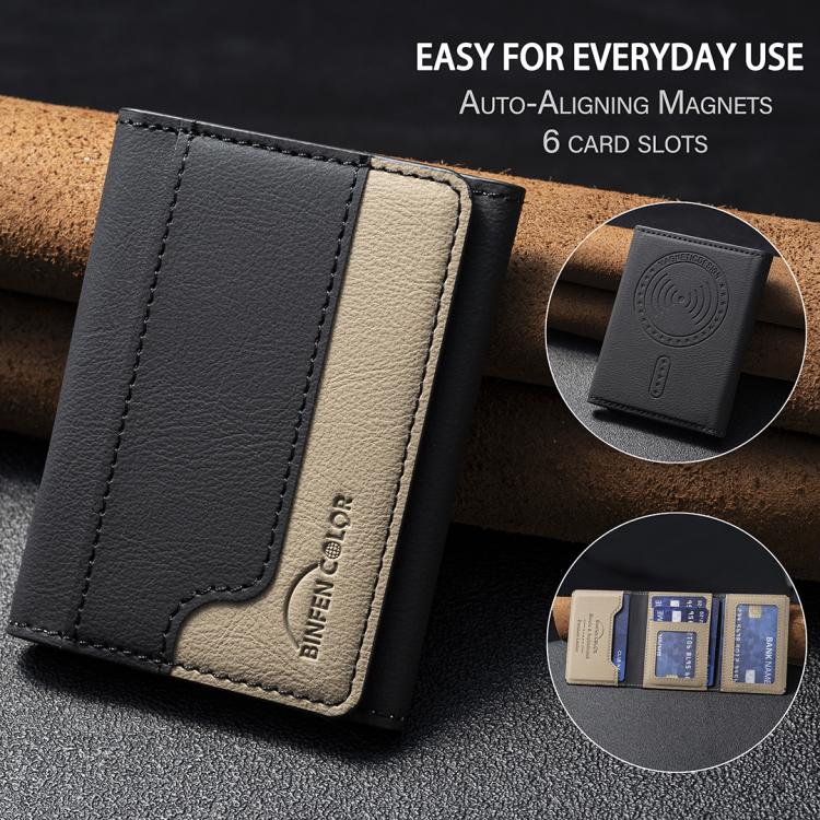 Color Matching Leather Horizontal Magnetic Wallet Card Bag Case(Black) - Adhesive Card Holders by buy2fix | Online Shopping UK | buy2fix