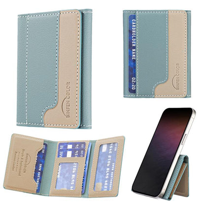 Color Matching Leather Horizontal Magnetic Wallet Card Bag Case(Green) - Adhesive Card Holders by buy2fix | Online Shopping UK | buy2fix