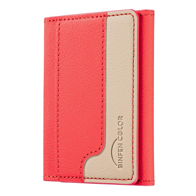Color Matching Leather Horizontal Magnetic Wallet Card Bag Case(Red) - Adhesive Card Holders by buy2fix | Online Shopping UK | buy2fix
