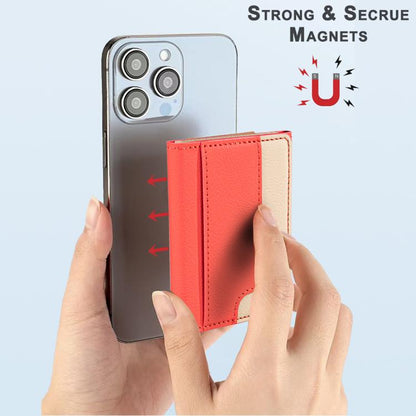Color Matching Leather Horizontal Magnetic Wallet Card Bag Case(Red) - Adhesive Card Holders by buy2fix | Online Shopping UK | buy2fix