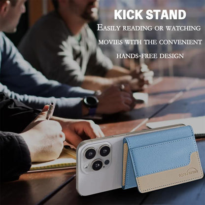 Color Matching Leather Horizontal Magnetic Wallet Card Bag Case(Light Blue) - Adhesive Card Holders by buy2fix | Online Shopping UK | buy2fix