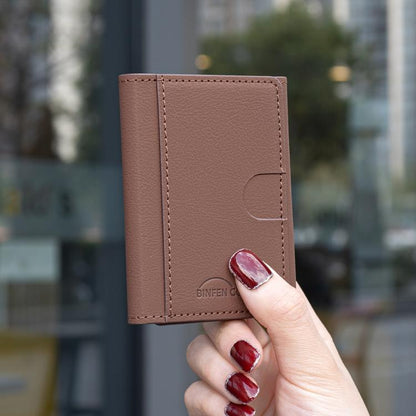 Solid Color Leather Horizontal Magnetic Wallet Card Bag Case(Brown) - Adhesive Card Holders by buy2fix | Online Shopping UK | buy2fix