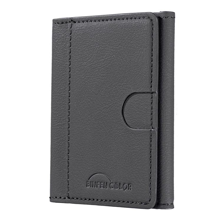 Solid Color Leather Horizontal Magnetic Wallet Card Bag Case(Black) - Adhesive Card Holders by buy2fix | Online Shopping UK | buy2fix