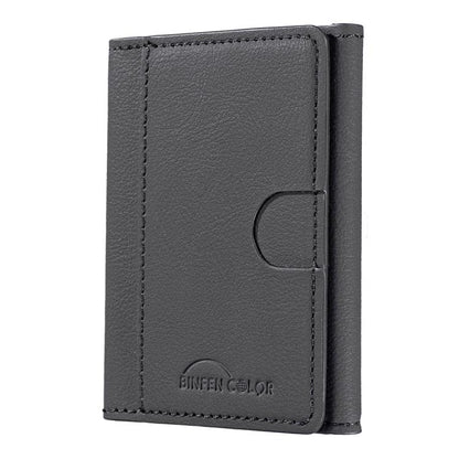 Solid Color Leather Horizontal Magnetic Wallet Card Bag Case(Black) - Adhesive Card Holders by buy2fix | Online Shopping UK | buy2fix