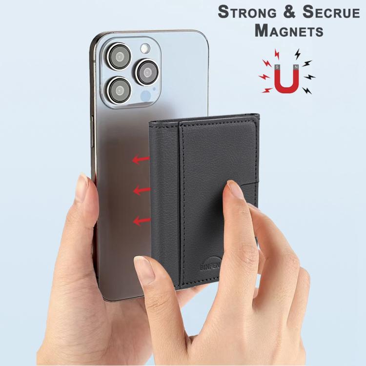 Solid Color Leather Horizontal Magnetic Wallet Card Bag Case(Black) - Adhesive Card Holders by buy2fix | Online Shopping UK | buy2fix