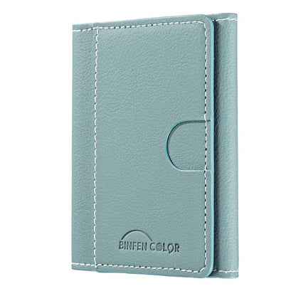 Solid Color Leather Horizontal Magnetic Wallet Card Bag Case(Green) - Adhesive Card Holders by buy2fix | Online Shopping UK | buy2fix