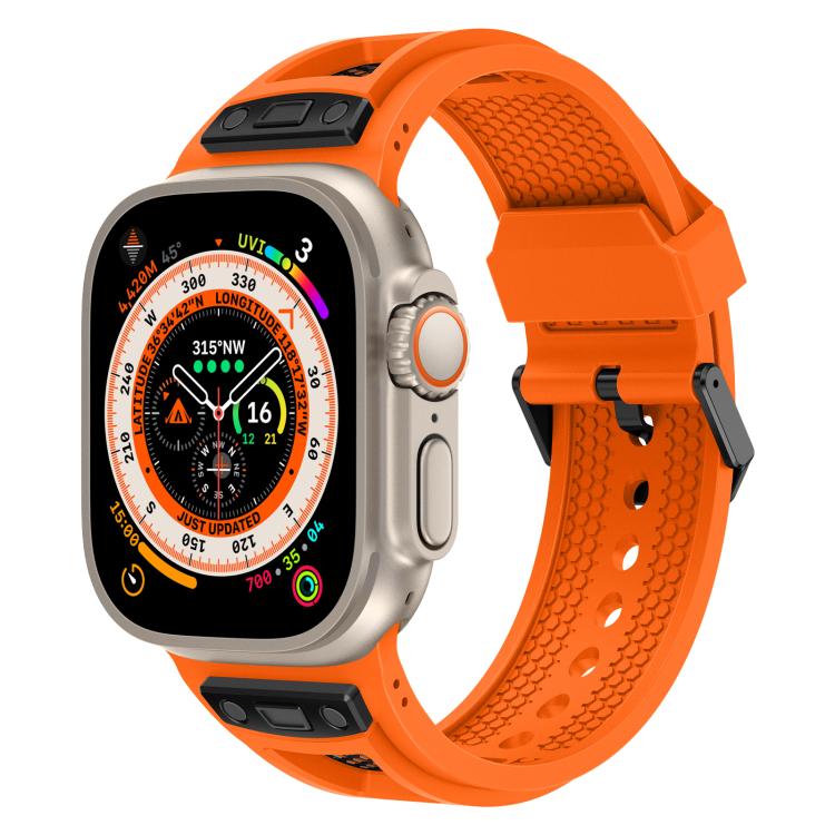 For Apple Watch 46mm / 49mm / 45mm / 44mm Kalebol Honeycomb TPU Black Mesh Strap(Orange Black Net) - Watch Bands by Kalebol | Online Shopping UK | buy2fix
