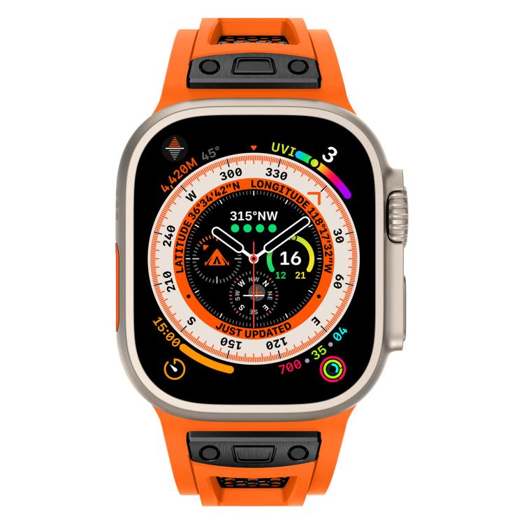 For Apple Watch 46mm / 49mm / 45mm / 44mm Kalebol Honeycomb TPU Black Mesh Strap(Orange Black Net) - Watch Bands by Kalebol | Online Shopping UK | buy2fix