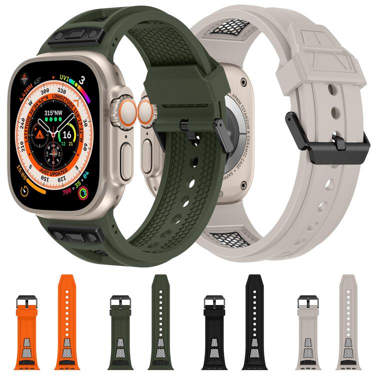 For Apple Watch 46mm / 49mm / 45mm / 44mm Kalebol Honeycomb TPU Black Mesh Strap(Orange Black Net) - Watch Bands by Kalebol | Online Shopping UK | buy2fix