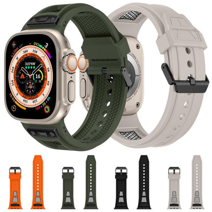 For Apple Watch 46mm / 49mm / 45mm / 44mm Kalebol Honeycomb TPU Black Mesh Strap(Orange Black Net) - Watch Bands by Kalebol | Online Shopping UK | buy2fix