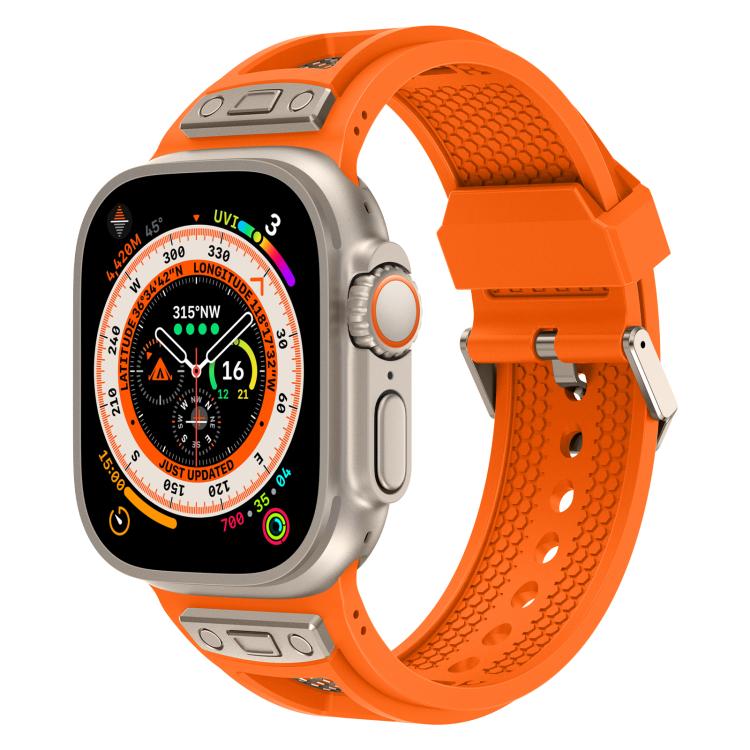 For Apple Watch 46mm / 49mm / 45mm / 44mm Kalebol Honeycomb TPU Titanium Mesh Strap(Orange Titanium Net) - Watch Bands by Kalebol | Online Shopping UK | buy2fix