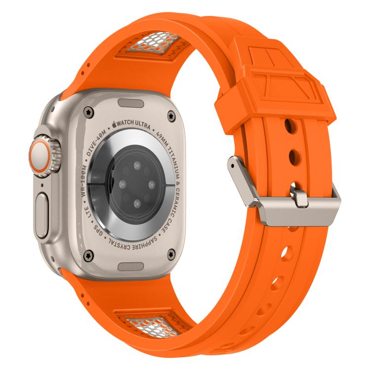 For Apple Watch 46mm / 49mm / 45mm / 44mm Kalebol Honeycomb TPU Titanium Mesh Strap(Orange Titanium Net) - Watch Bands by Kalebol | Online Shopping UK | buy2fix
