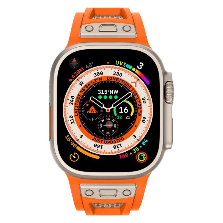 For Apple Watch 46mm / 49mm / 45mm / 44mm Kalebol Honeycomb TPU Titanium Mesh Strap(Orange Titanium Net) - Watch Bands by Kalebol | Online Shopping UK | buy2fix