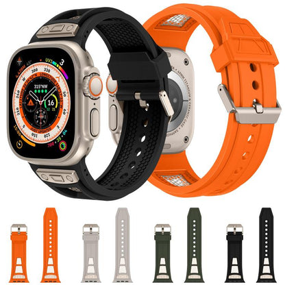 For Apple Watch 46mm / 49mm / 45mm / 44mm Kalebol Honeycomb TPU Titanium Mesh Strap(Orange Titanium Net) - Watch Bands by Kalebol | Online Shopping UK | buy2fix