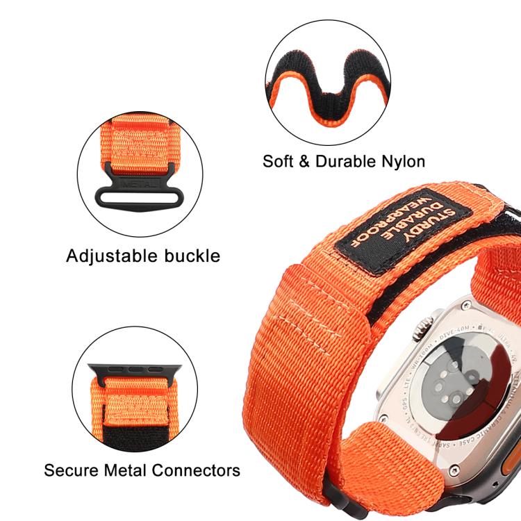 For Apple Watch 46mm / 49mm / 45mm / 44mm Kalebol Simple Two Section Nylon Strap(Orange) - Watch Bands by Kalebol | Online Shopping UK | buy2fix