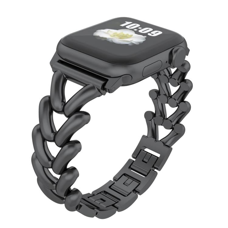 For Apple Watch 46mm / 49mm / 45mm / 44mm Kalebol V-shaped Zinc Alloy Strap(Black) - Watch Bands by Kalebol | Online Shopping UK | buy2fix