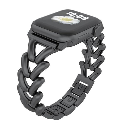 For Apple Watch 46mm / 49mm / 45mm / 44mm Kalebol V-shaped Zinc Alloy Strap(Black) - Watch Bands by Kalebol | Online Shopping UK | buy2fix