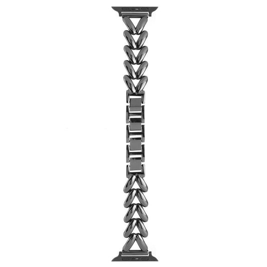 For Apple Watch 46mm / 49mm / 45mm / 44mm Kalebol V-shaped Zinc Alloy Strap(Black) - Watch Bands by Kalebol | Online Shopping UK | buy2fix