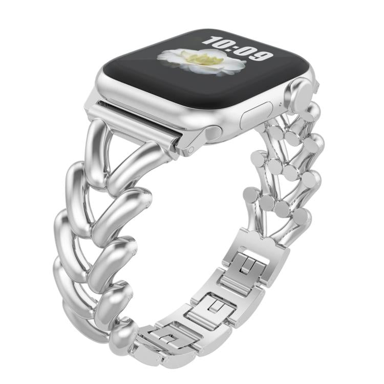 For Apple Watch 42mm / 41mm / 40mm / 38mm Kalebol V-shaped Zinc Alloy Strap(Silver) - Watch Bands by Kalebol | Online Shopping UK | buy2fix