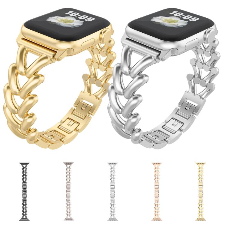 For Apple Watch 42mm / 41mm / 40mm / 38mm Kalebol V-shaped Zinc Alloy Strap(Starlight) - Watch Bands by Kalebol | Online Shopping UK | buy2fix