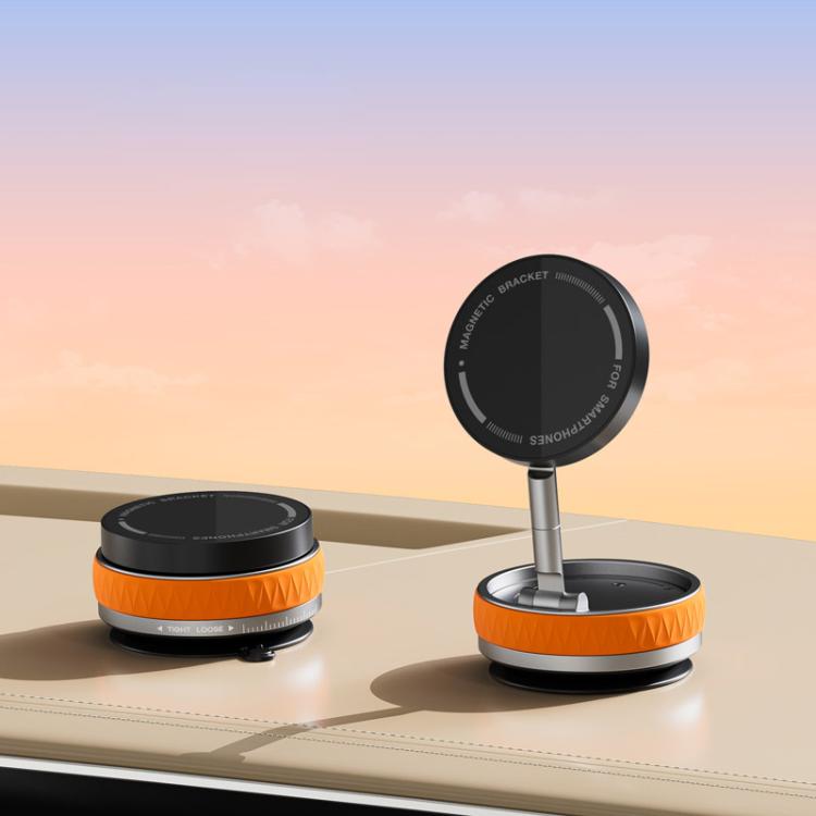 K10B Car Rotatable Vacuum Magnetic Foldable Phone Holder(Orange) - Universal Car Holders by buy2fix | Online Shopping UK | buy2fix