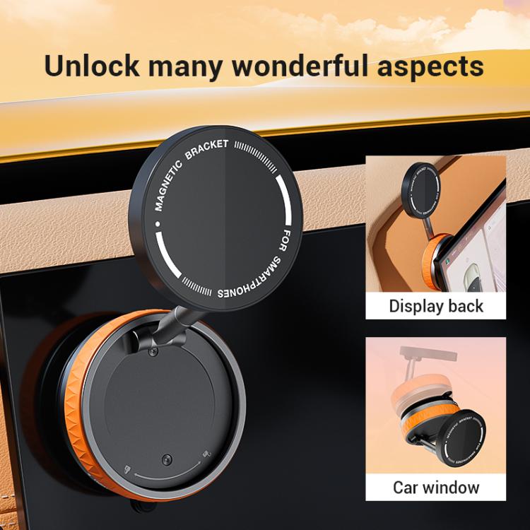 K10B Car Rotatable Vacuum Magnetic Foldable Phone Holder(Orange) - Universal Car Holders by buy2fix | Online Shopping UK | buy2fix