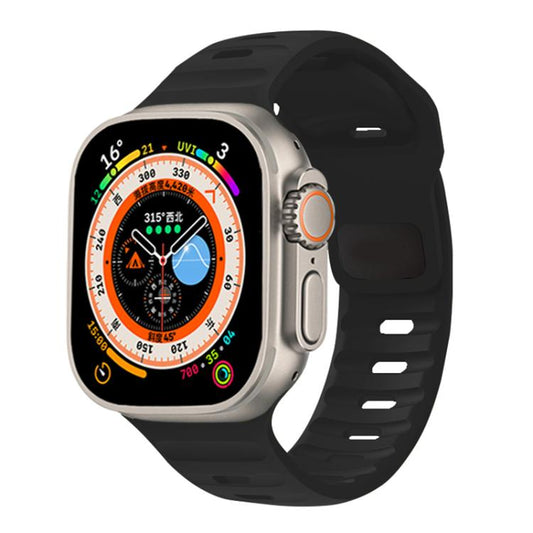 For Apple Watch 46mm / 49mm / 45mm / 44mm Kalebol Sport Silicone Strap(Black) - Watch Bands by Kalebol | Online Shopping UK | buy2fix