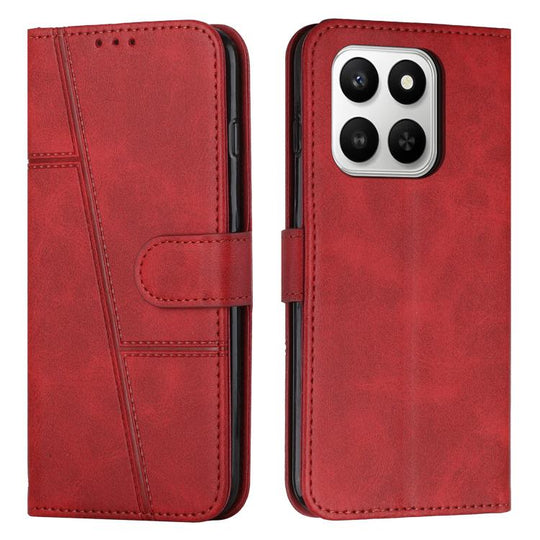 For Honor 400 Smart 5G / X7d 5G Stitching Calf Texture Buckle Leather Phone Case(Red)