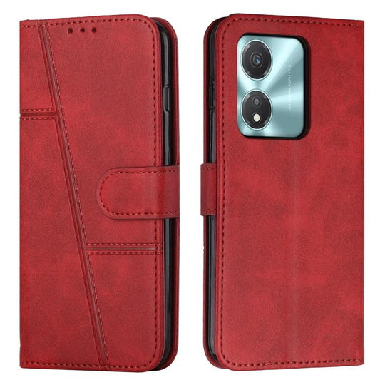 For Honor X5c Plus Stitching Calf Texture Buckle Leather Phone Case(Red)