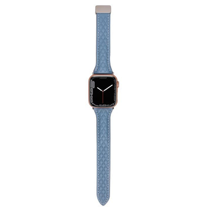 For Apple Watch 46mm / 49mm / 45mm / 44mm Kalebol Diamond Pattern Magnetic Buckle Leather Strap(Mist Blue) - Watch Bands by Kalebol | Online Shopping UK | buy2fix