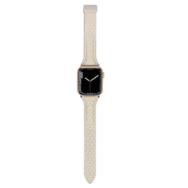 For Apple Watch 46mm / 49mm / 45mm / 44mm Kalebol Diamond Pattern Magnetic Buckle Leather Strap(Starlight) - Watch Bands by Kalebol | Online Shopping UK | buy2fix