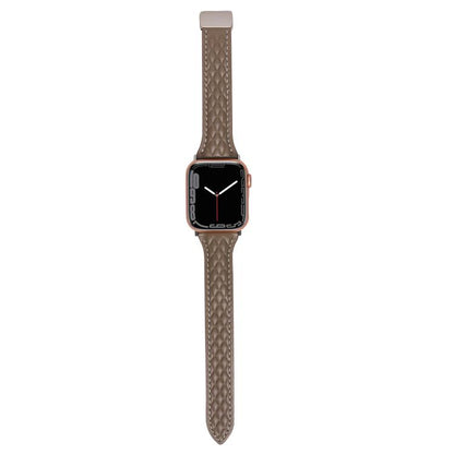 For Apple Watch 42mm / 41mm / 40mm / 38mm Kalebol Diamond Pattern Magnetic Buckle Leather Strap(Taupe) - Watch Bands by Kalebol | Online Shopping UK | buy2fix