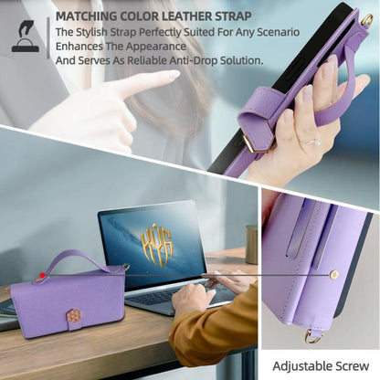 For iPhone 12 / 12 Pro Crossbody Handle Cross Texture Leather Phone Case(Purple) - iPhone 12 / 12 Pro Cases by buy2fix | Online Shopping UK | buy2fix