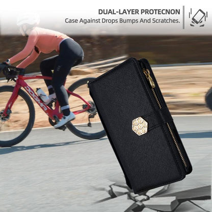 For iPhone 12 Pro Max Crossbody Handle Cross Texture Leather Phone Case(Black) - iPhone 12 Pro Max Cases by buy2fix | Online Shopping UK | buy2fix