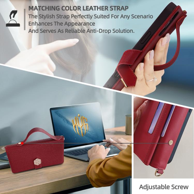 For iPhone 14 Pro Max Crossbody Handle Cross Texture Leather Phone Case(Red) - iPhone 14 Pro Max Cases by buy2fix | Online Shopping UK | buy2fix