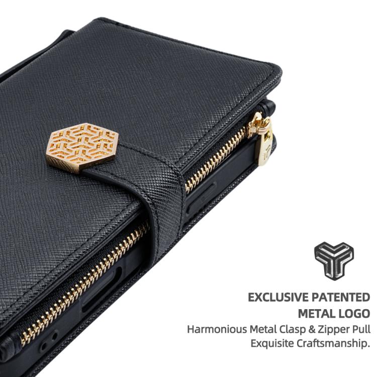 For iPhone 16 Pro Crossbody Handle Cross Texture Leather Phone Case(Black) - iPhone 16 Pro Cases by buy2fix | Online Shopping UK | buy2fix