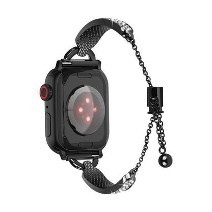 For Apple Watch 46mm / 49mm / 45mm / 44mm Kalebol Stone Curved Zinc Alloy Strap(Black) - Watch Bands by Kalebol | Online Shopping UK | buy2fix