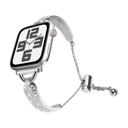 For Apple Watch 42mm / 41mm / 40mm / 38mm Kalebol Stone Curved Zinc Alloy Strap(Silver) - Watch Bands by Kalebol | Online Shopping UK | buy2fix