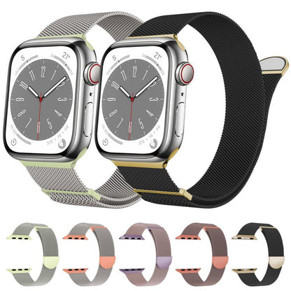 For Apple Watch 46mm / 49mm / 45mm / 44mm Kalebol Semi-round Tail Milan Stainless Steel Strap(Pink Purple) - Watch Bands by Kalebol | Online Shopping UK | buy2fix