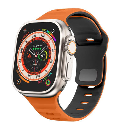 For Apple Watch 46mm / 49mm / 45mm / 44mm Kalebol Wave Reverse Buckle Two-color Silicone Strap(Orange Black) - Watch Bands by Kalebol | Online Shopping UK | buy2fix